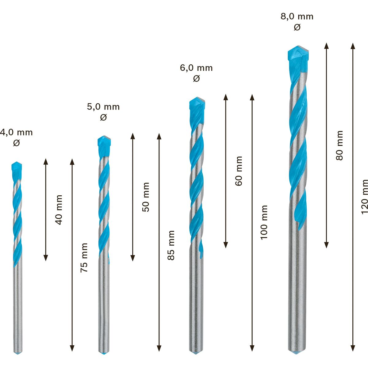 Spolset BOSCH Expert CYL-9 Multiconstruction Ø 4 mm Ø 5 mm Ø 6 mm Ø 8 mm 4 Delar - 3