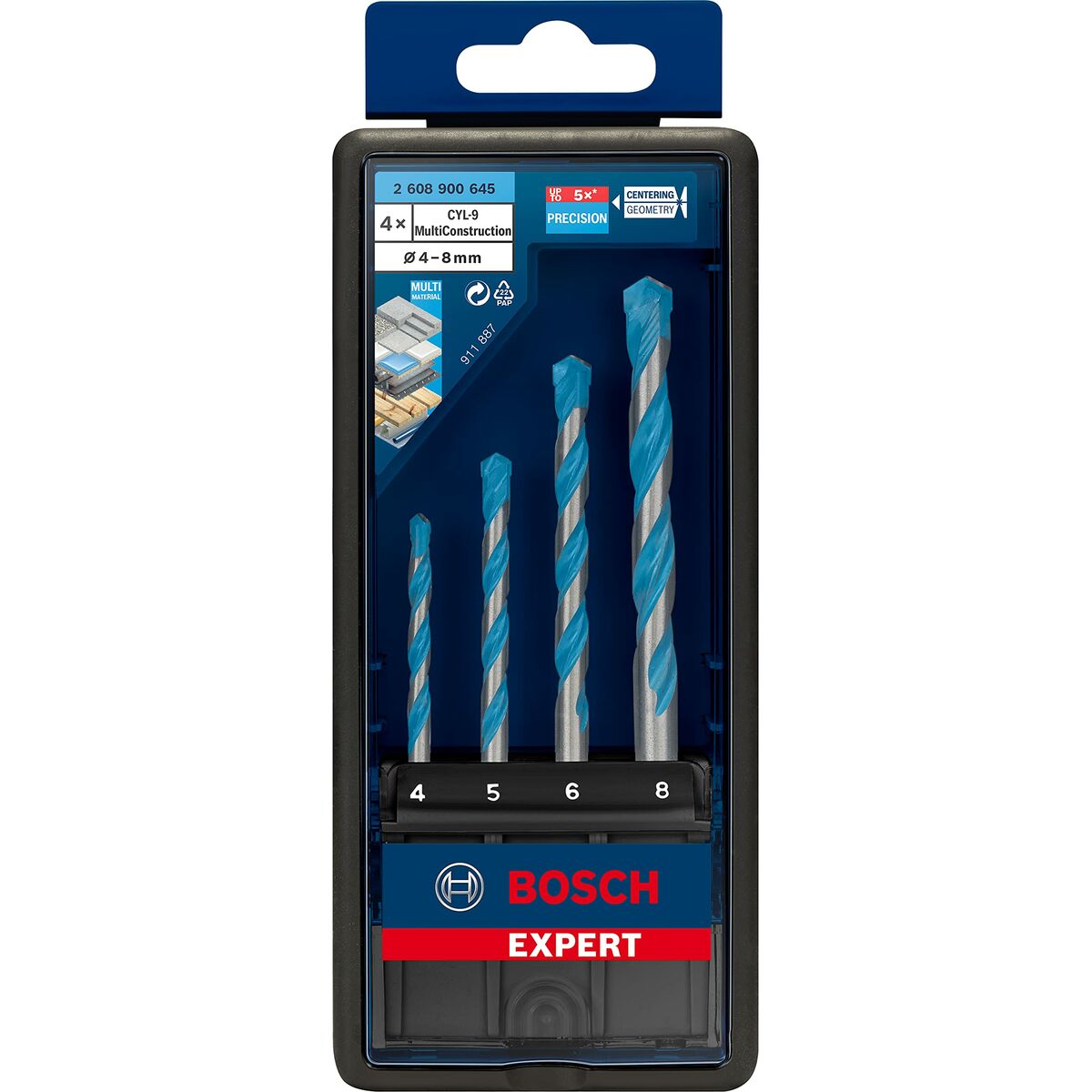 Spolset BOSCH Expert CYL-9 Multiconstruction Ø 4 mm Ø 5 mm Ø 6 mm Ø 8 mm 4 Delar - 4