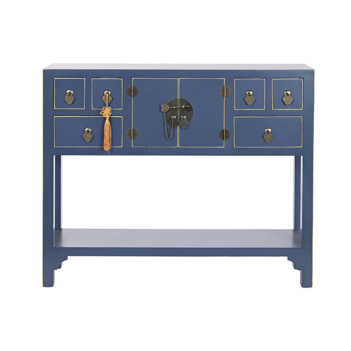 Avlastningsmöbler DKD Home Decor Blå Gyllene Gran Trä MDF 95 x 24 x 79 cm - 3