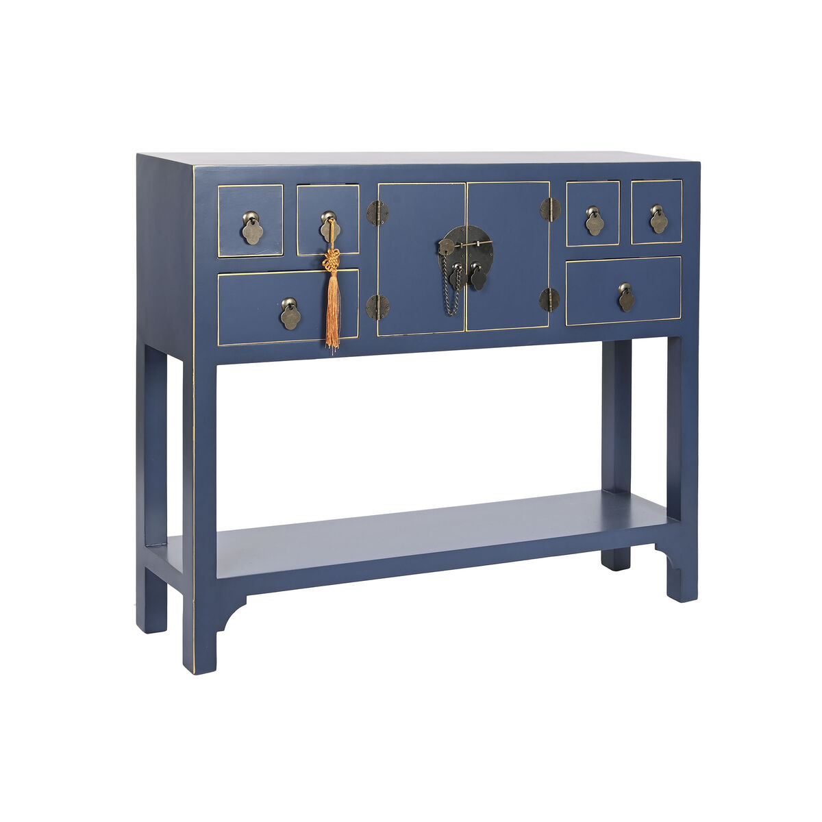 Avlastningsmöbler DKD Home Decor Blå Gyllene Gran Trä MDF 95 x 24 x 79 cm