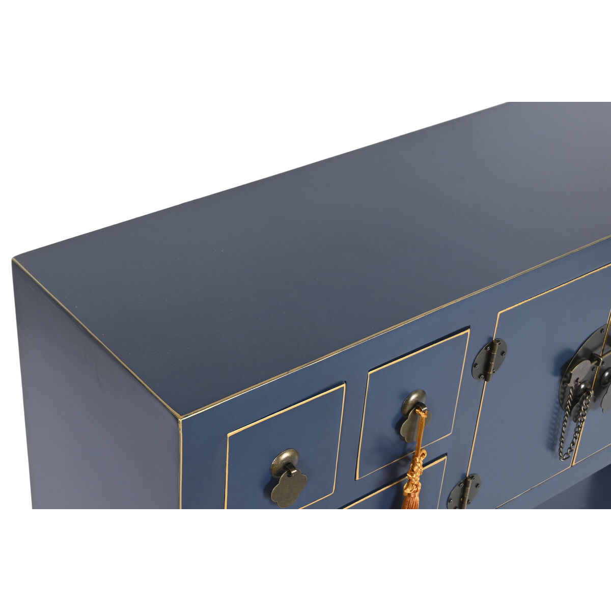 Avlastningsmöbler DKD Home Decor Blå Gyllene Gran Trä MDF 95 x 24 x 79 cm - 9