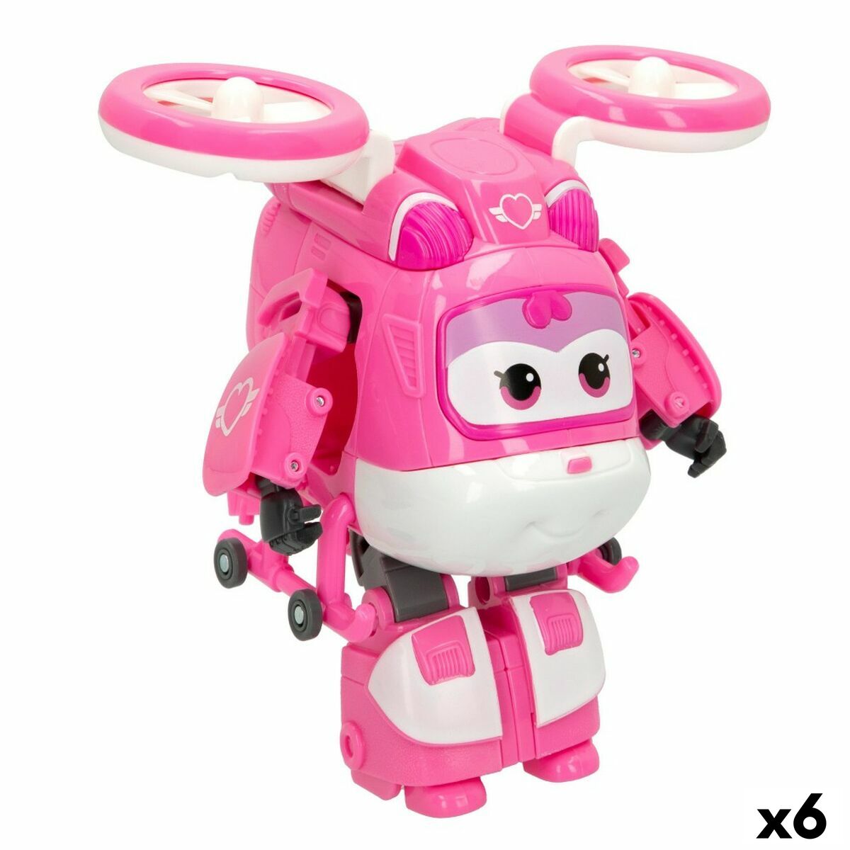 Omvandlingsbar superrobot Super Wings Dizzy Helikopter 10,5 x 13,5 x 14,5 cm Rosa (6 antal)