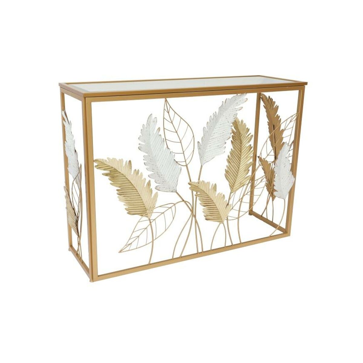 Konsol DKD Home Decor Speglar Gyllene Metall Vit (108 x 37 x 80 cm)