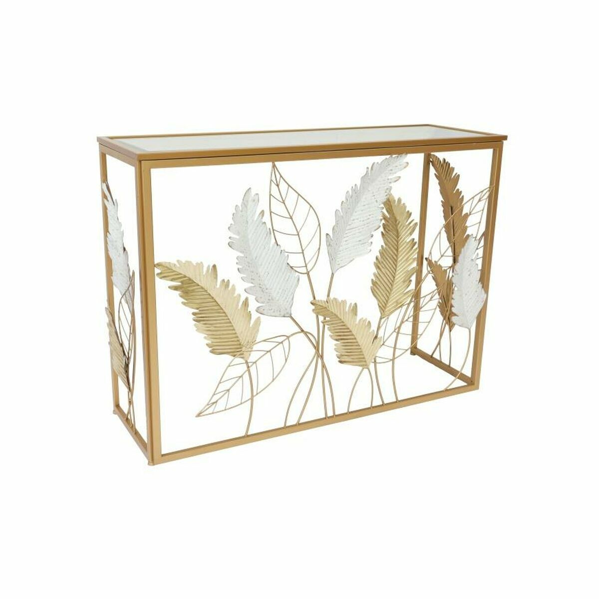 Konsol DKD Home Decor Speglar Gyllene Metall Vit (108 x 37 x 80 cm) - 2