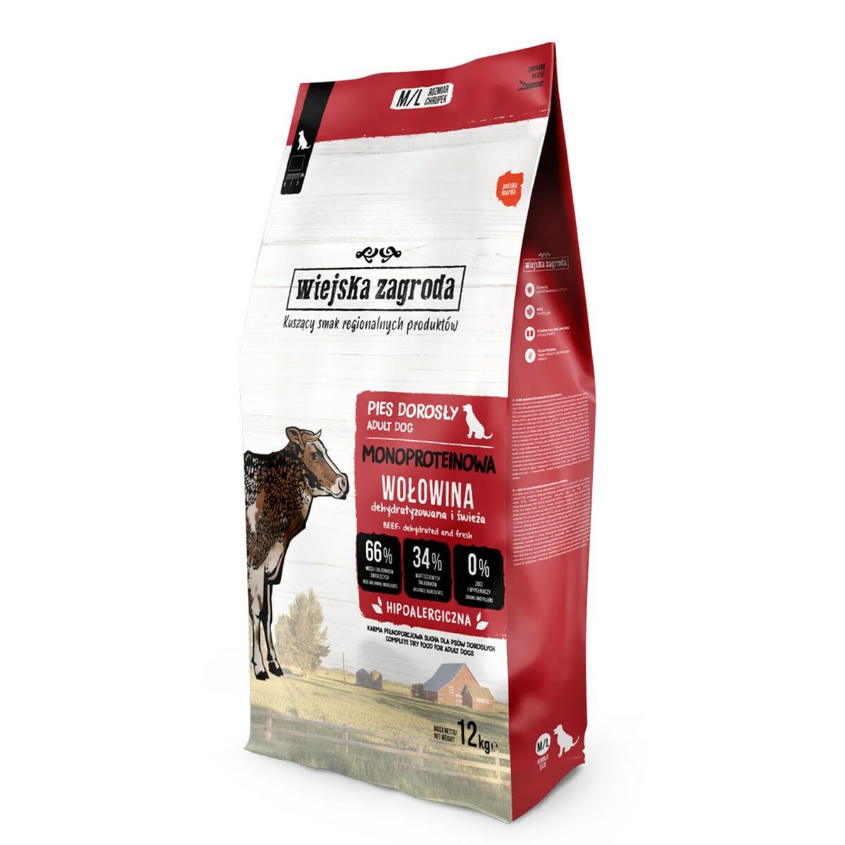 Foder WIEJSKA ZAGRODA Monoprotein Beef Kalvkött 12 kg