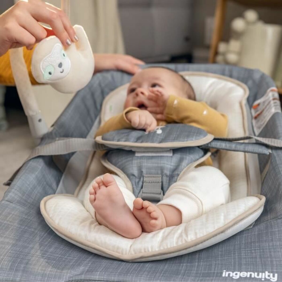 Hängmatta för bebis Ingenuity Happy Belly Grå - 4