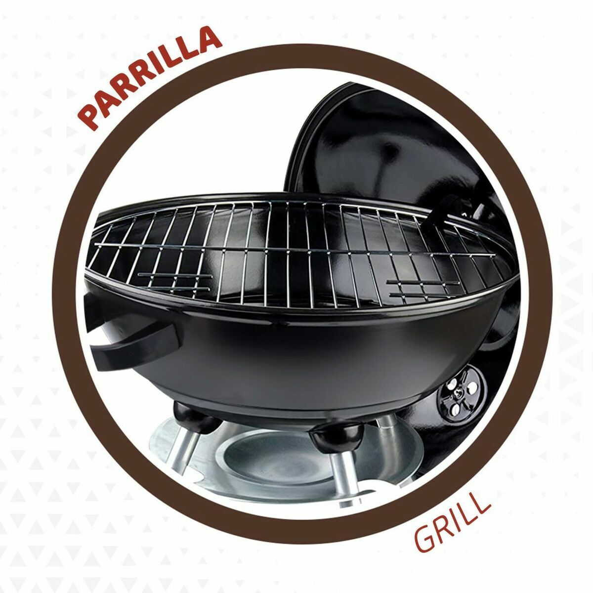 Kolgrill med hjul Aktive 46 cm Rund Svart Med lock - 2