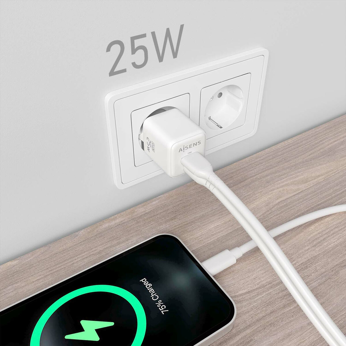 Väggladdare Aisens ASCH-25W2P014-W Vit 25 W (1 antal) - 4