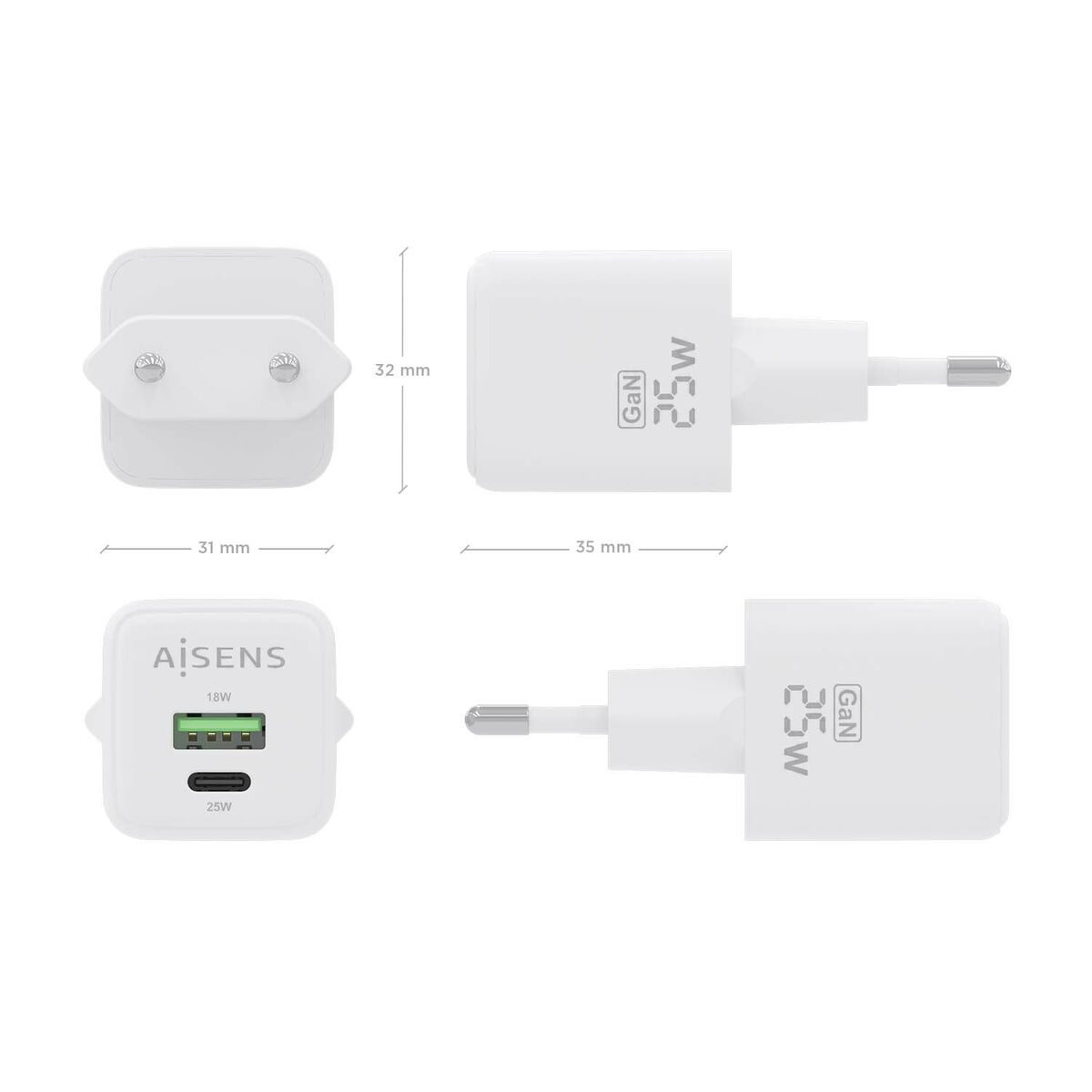 Väggladdare Aisens ASCH-25W2P014-W Vit 25 W (1 antal) - 3