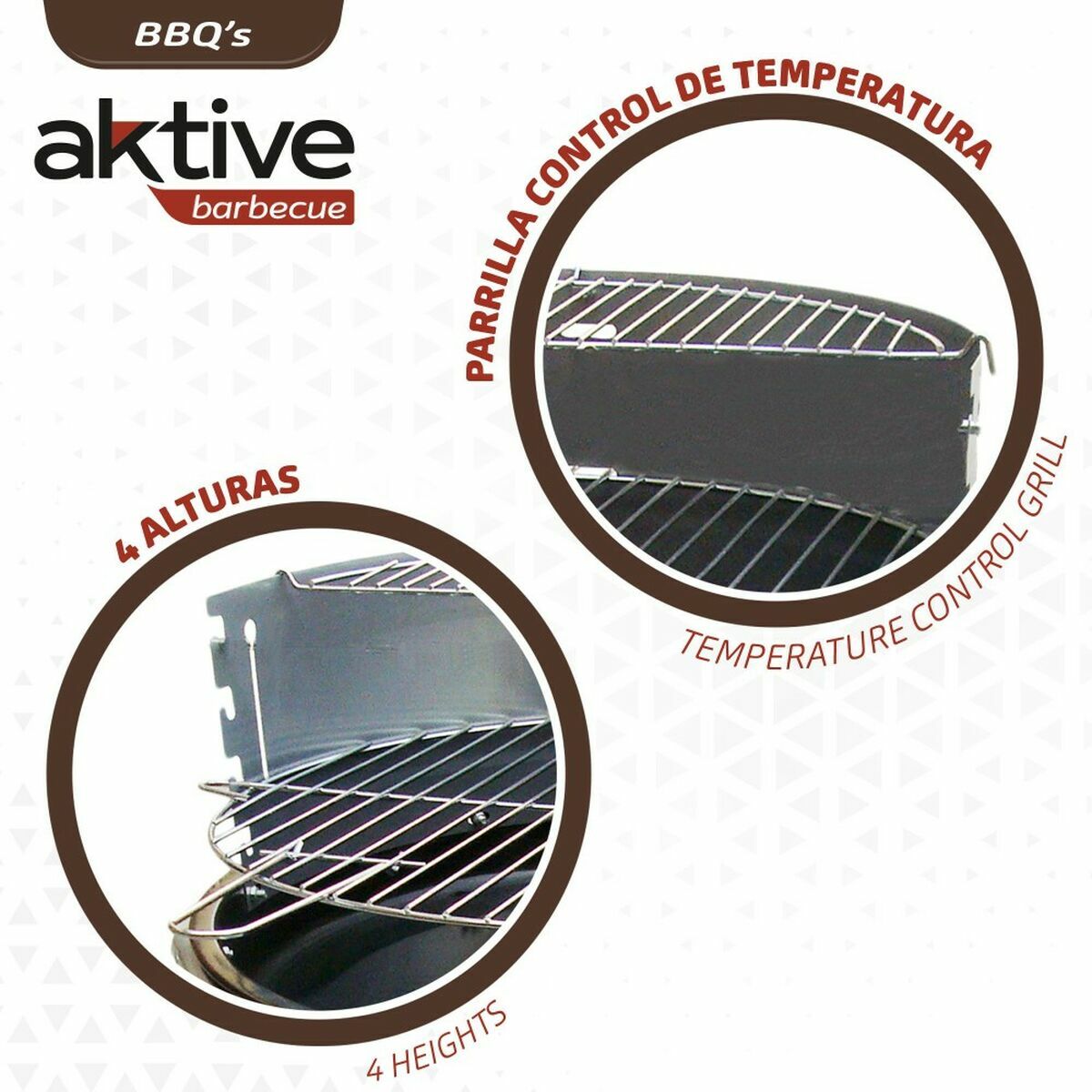 Kolgrill med hjul Aktive 51 x 51 x 82 cm Svart - 2