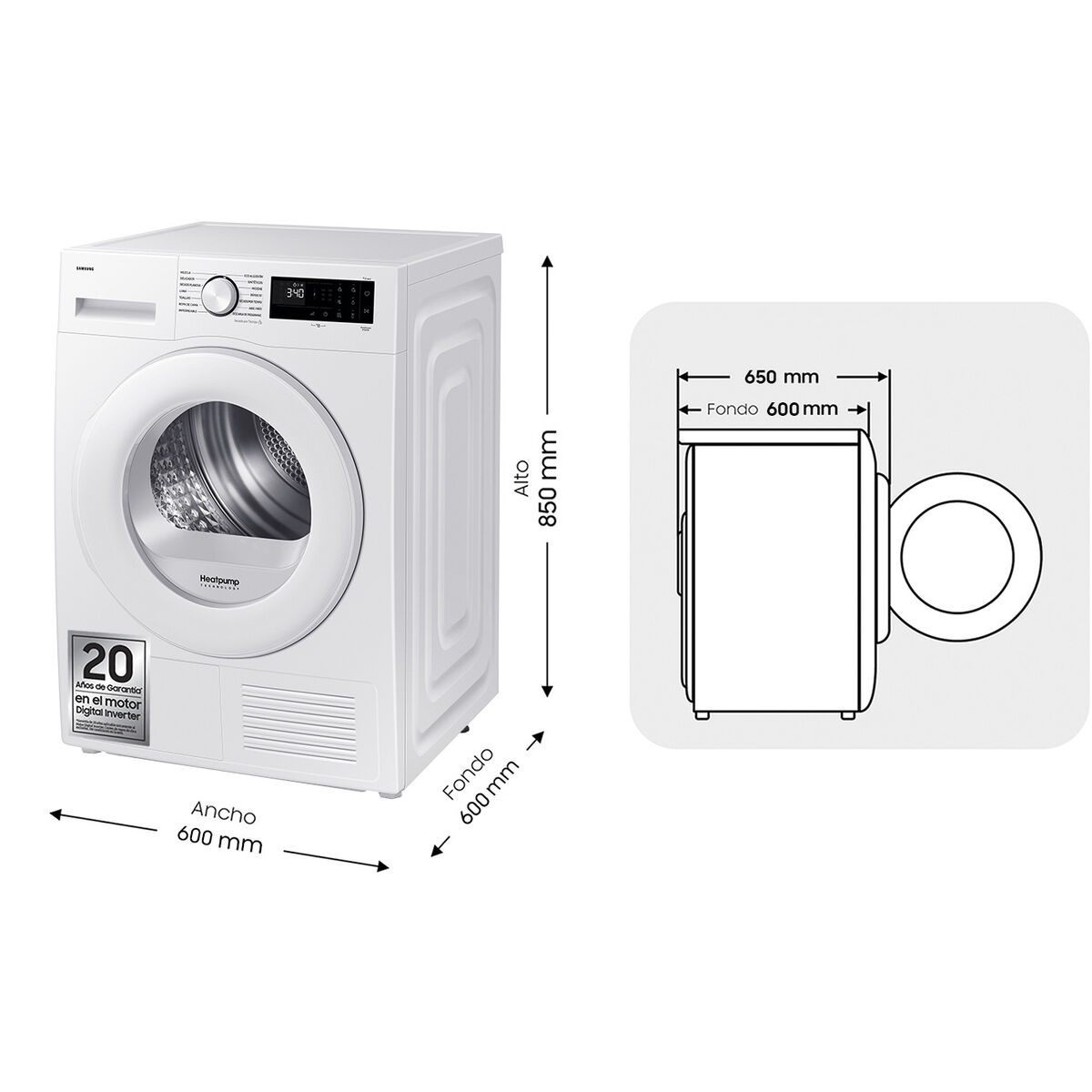Värmepumpstumlare Samsung DV90DG52A0TEEC 9 kg - 3