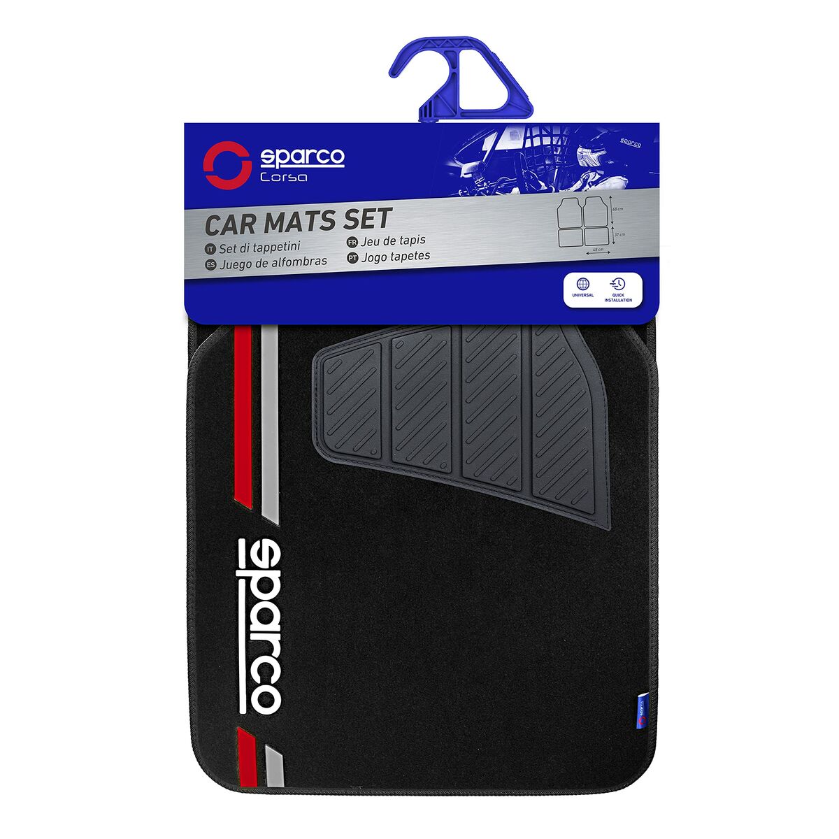 Set med bilgolvmattor Sparco SPCF508RD Röd - 2
