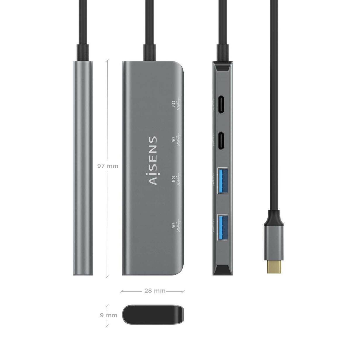 USB-HUB Aisens A109-0763 Grå Multicolour (1 antal) - 3
