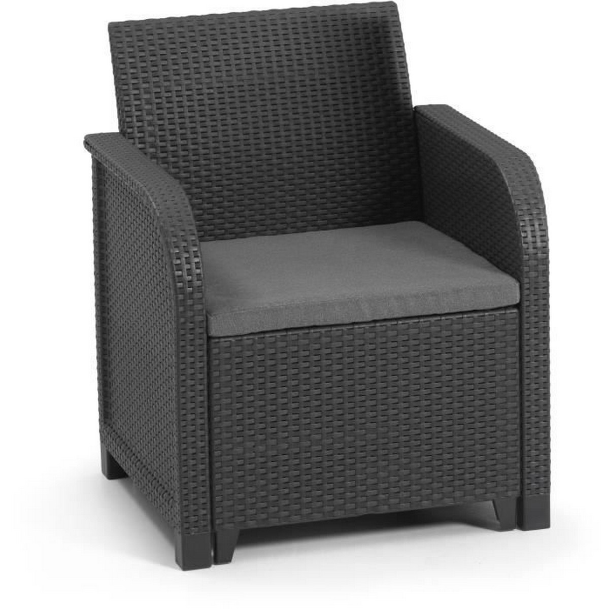 Trädgårdssoffa Allibert by KETER San Remo syntetisk rattan Mörkgrå PP (65 x 63 x 74 cm)