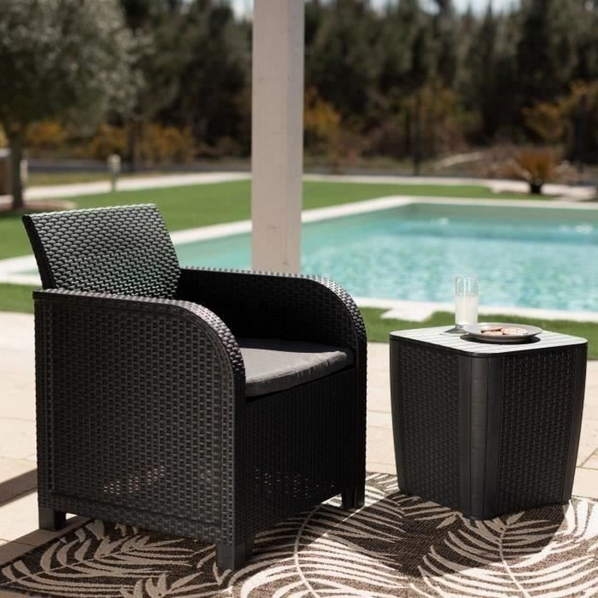 Trädgårdssoffa Allibert by KETER San Remo syntetisk rattan Mörkgrå PP (65 x 63 x 74 cm) - 2