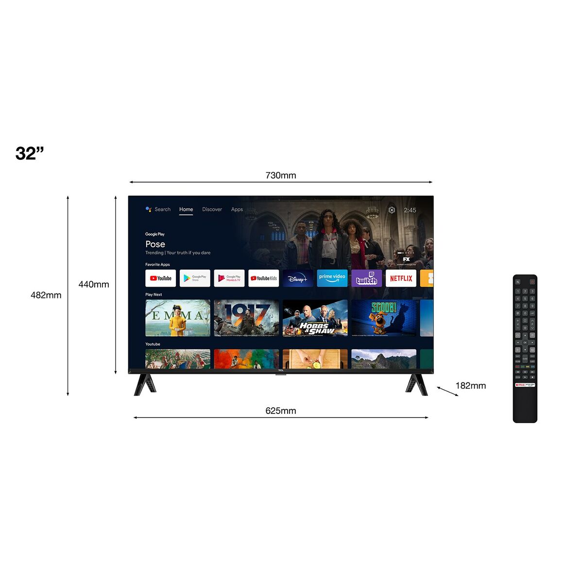 Smart TV TCL 32S5400AF 32" Full HD LED HDR D-LED HDR10 - 3