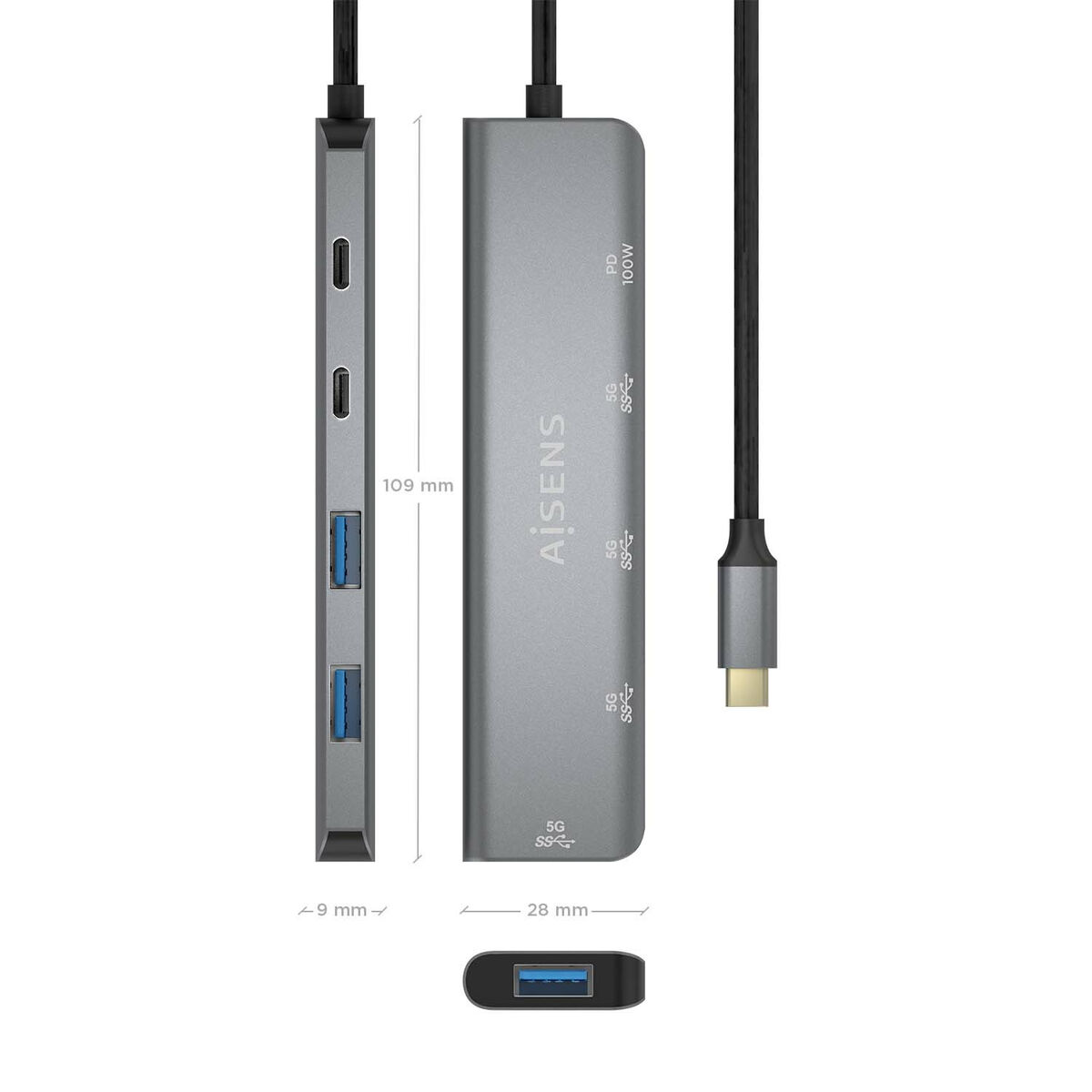 USB-HUB Aisens A109-0857 Grå Multicolour (1 antal) - 3