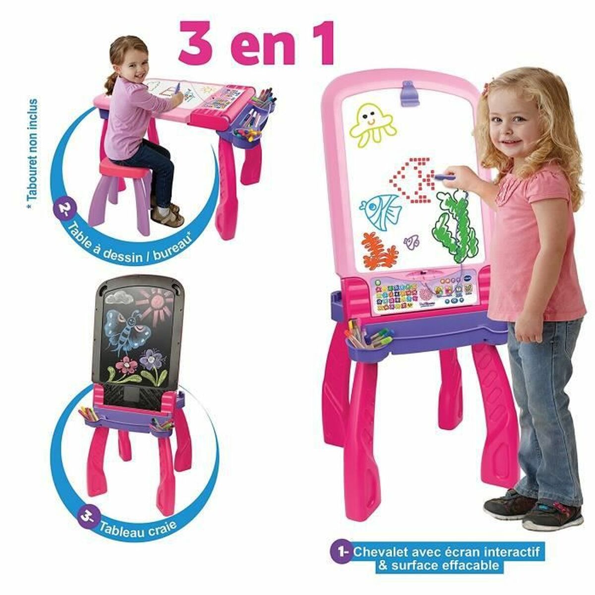 Interaktiv Skrivtavla Vtech Magi chevalet interactif 3 en 1 rose (FR) - 5