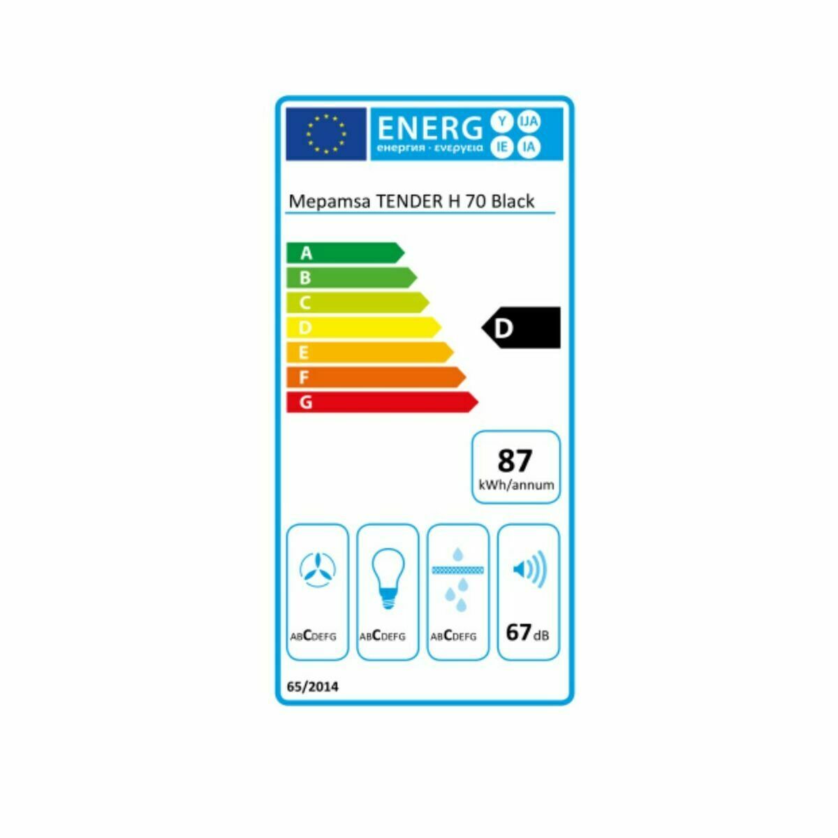 Konventionell fläkt Mepamsa TENDER H 70 70 cm Svart 705 m3/h - 2