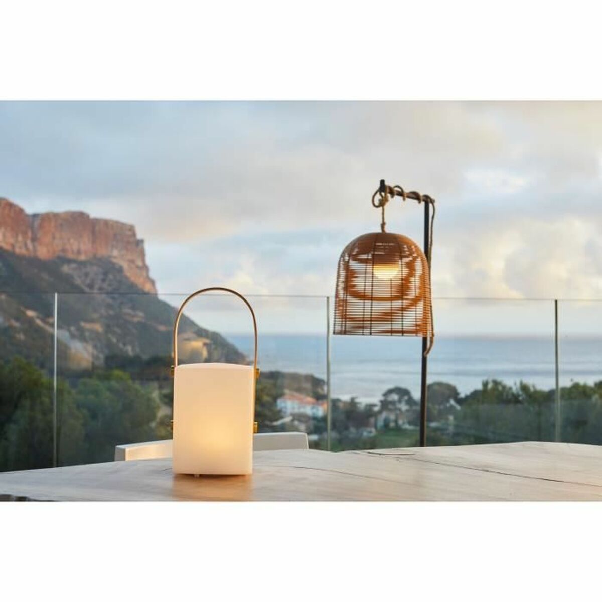 Bordslampa Lumisky Tiky 10 x 10 x 25 cm Vit Brun Bambu Plast - 3
