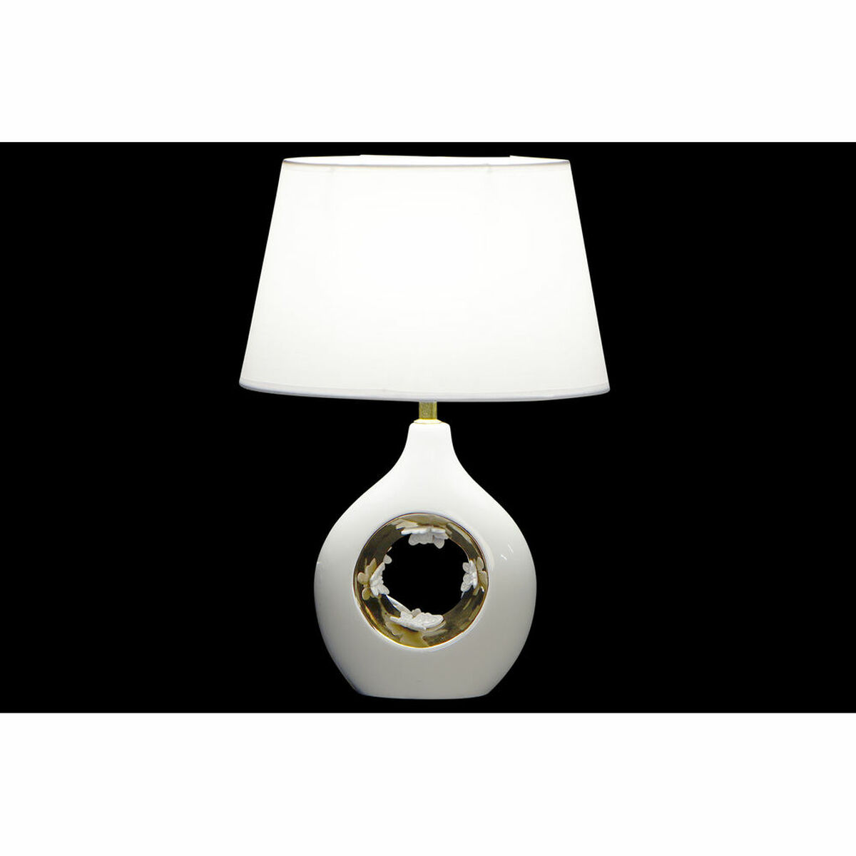 Bordslampa DKD Home Decor Vit Silver Polyester Porslin 220 V Gyllene 50 W (2 pcs) (31 x 21 x 45 cm) - 2