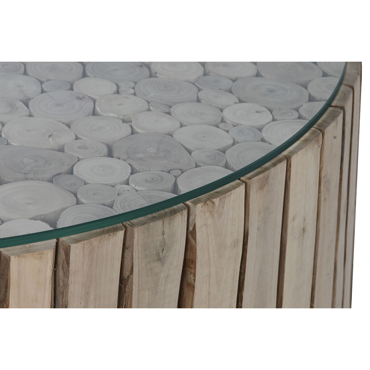 Soffbord Home ESPRIT Naturell Glas Eukalyptus trä 90 x 90 x 30 cm - 3