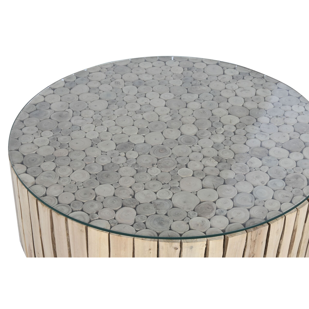 Soffbord Home ESPRIT Naturell Glas Eukalyptus trä 90 x 90 x 30 cm - 2