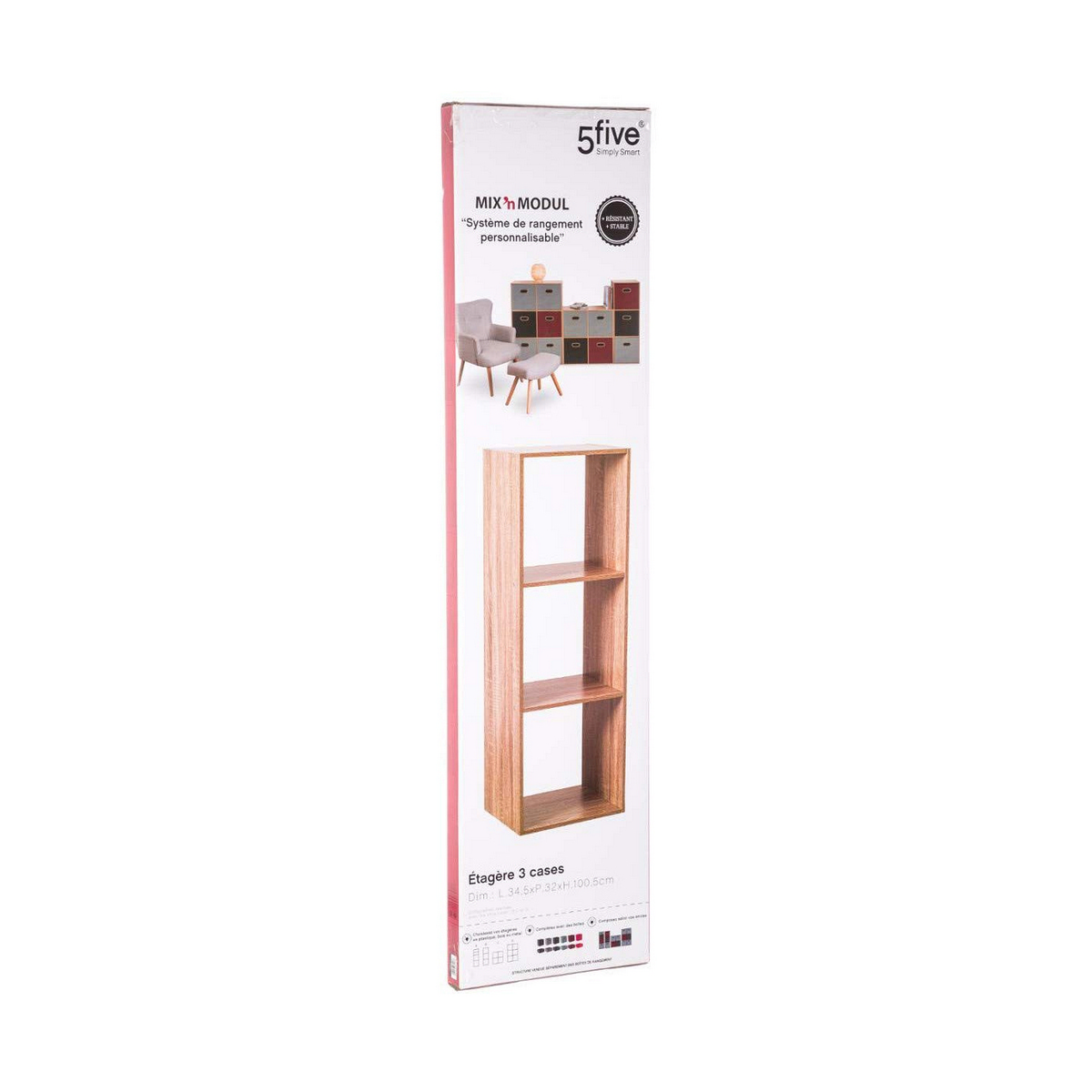 Bokhylla 5five Simply Smart Brun Trä 34,4 x 32 x 100,5 cm - 4