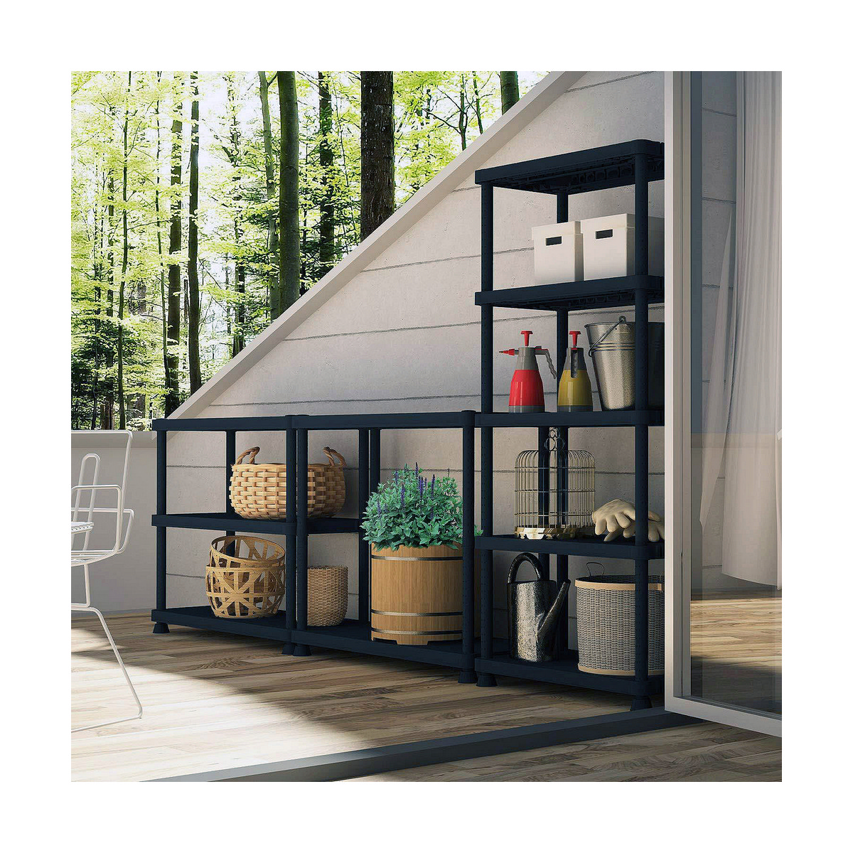 Bokhylla Terry S-4 Harts 4 Hyllor (60 x 30 x 132 cm) - 8