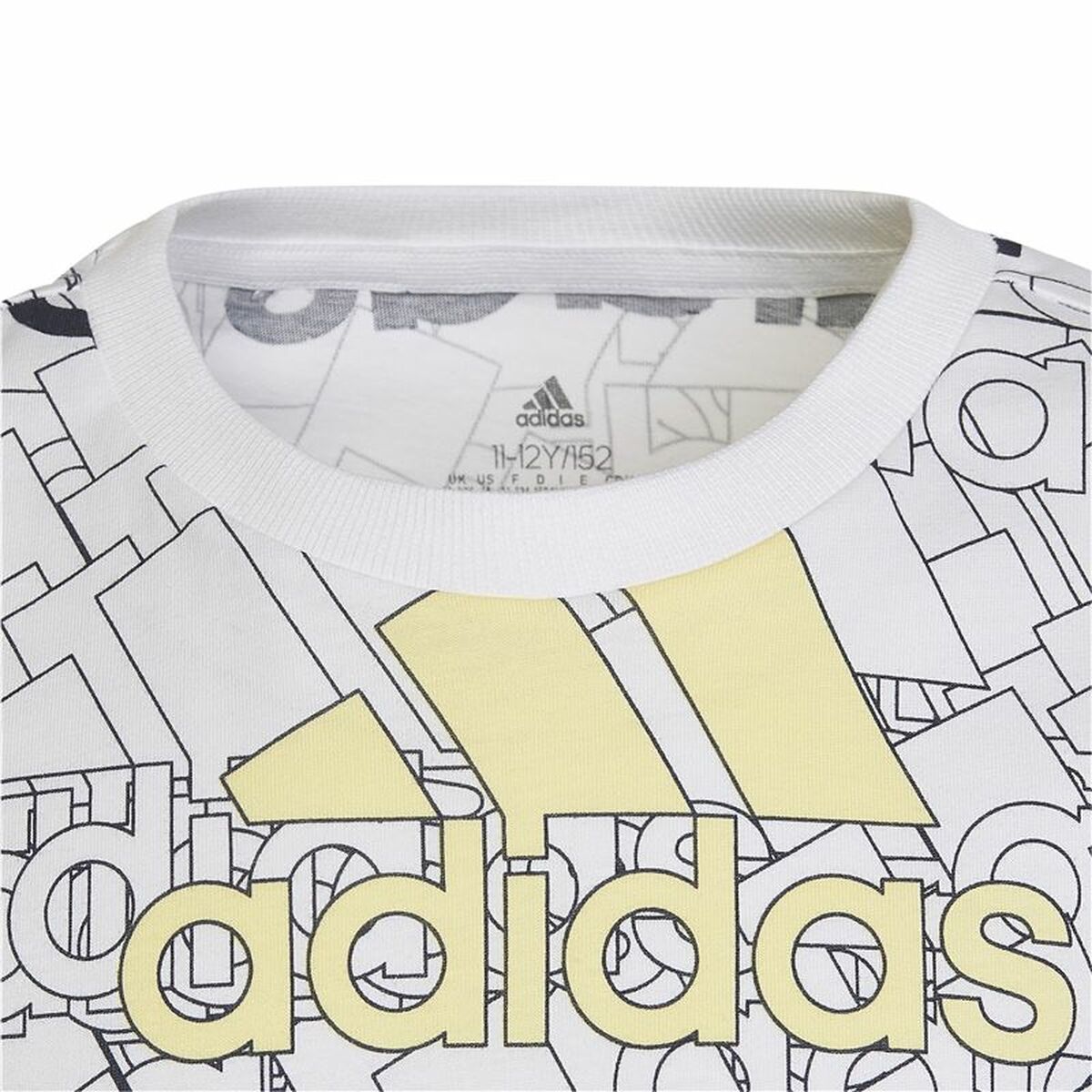 Barn T-shirt med kortärm Adidas Brand Love  Vit - 7