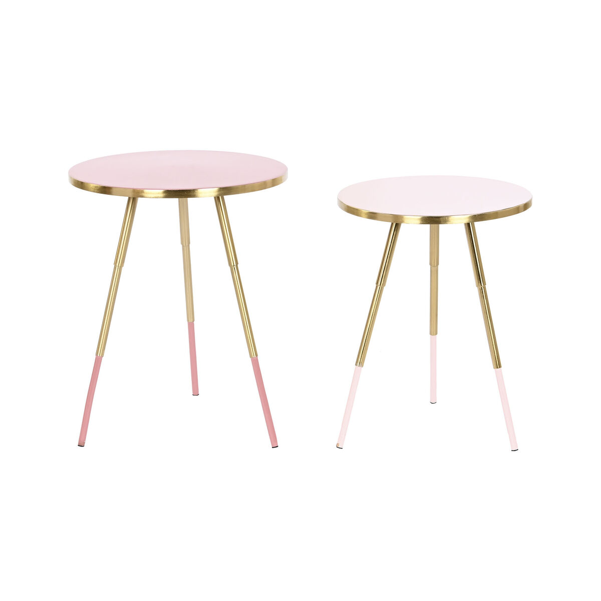 2-bordsset Home ESPRIT Rosa Gyllene 41 x 41 x 51 cm