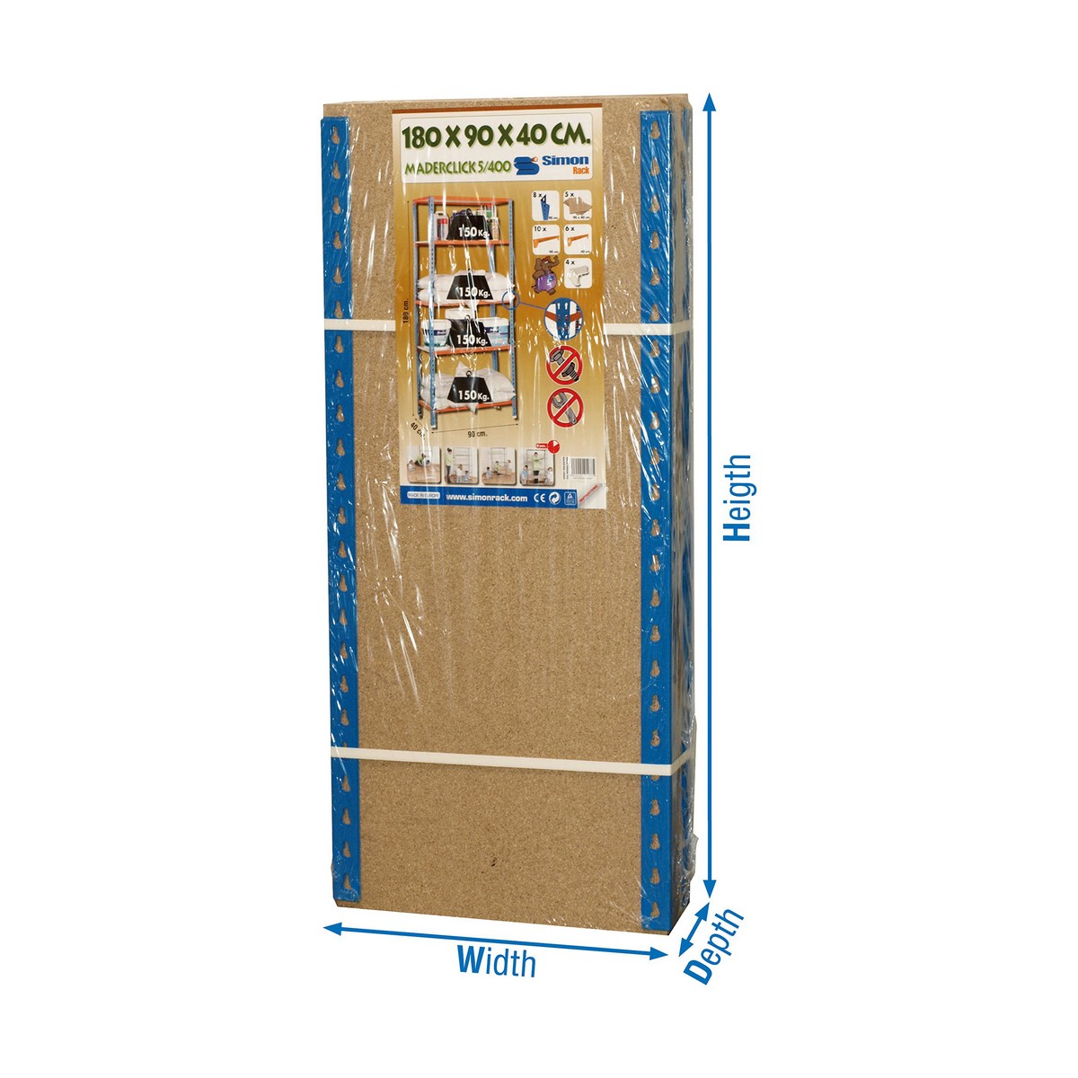 Bokhylla Simon Rack Maderclick 5/400 750 kg Metall 5 Hyllor spånskiva (180 x 90 x 40 cm) - 2