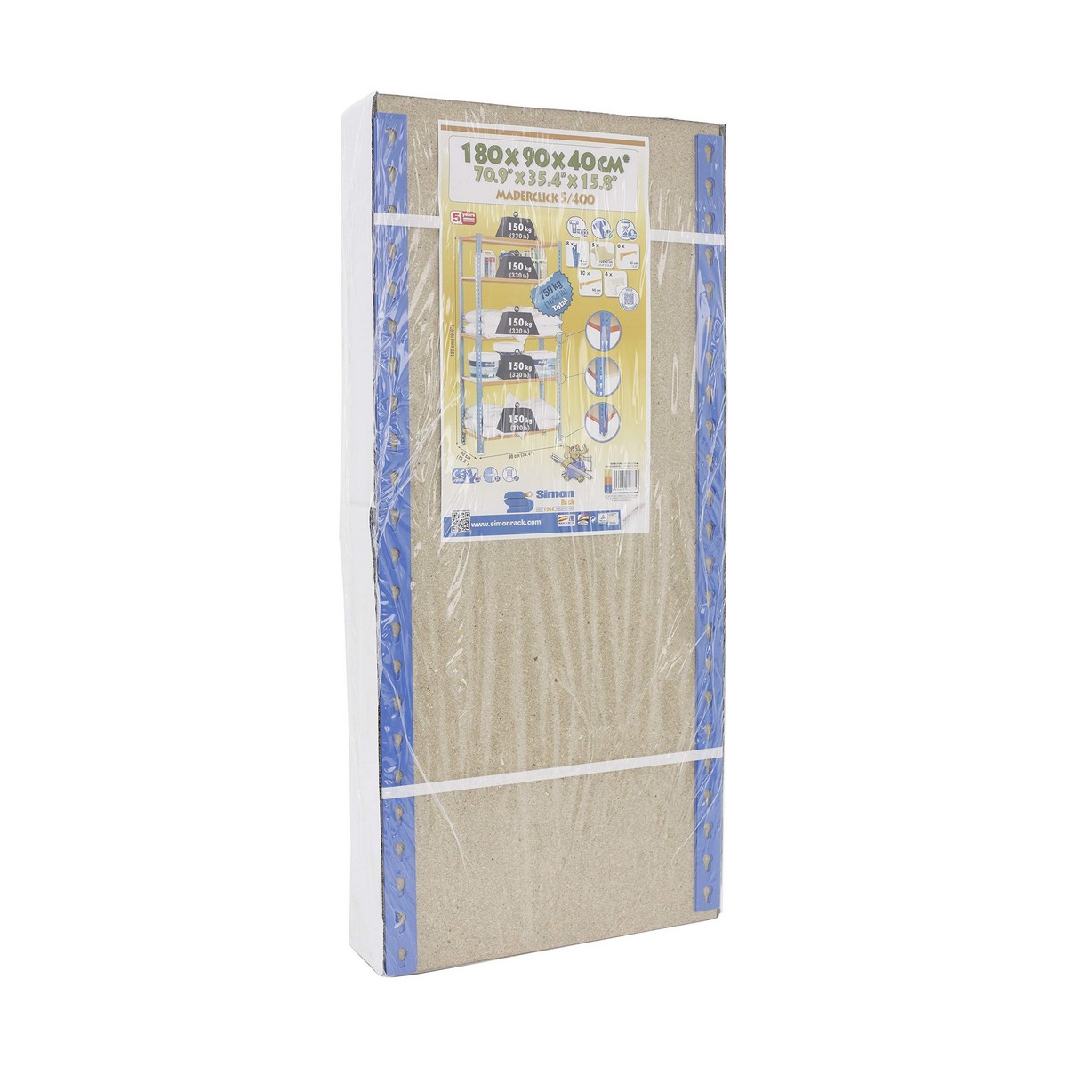 Bokhylla Simon Rack Maderclick Plus 5/500 750 kg Metall 5 Hyllor spånskiva (200 x 100 x 50 cm) - 2