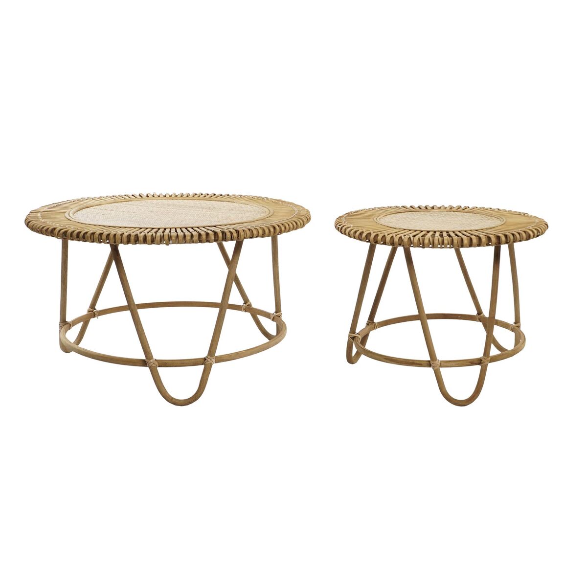 2-bordsset DKD Home Decor Ljusbrun 80 x 80 x 47 cm 80 x 80 x 45,5 cm - 4
