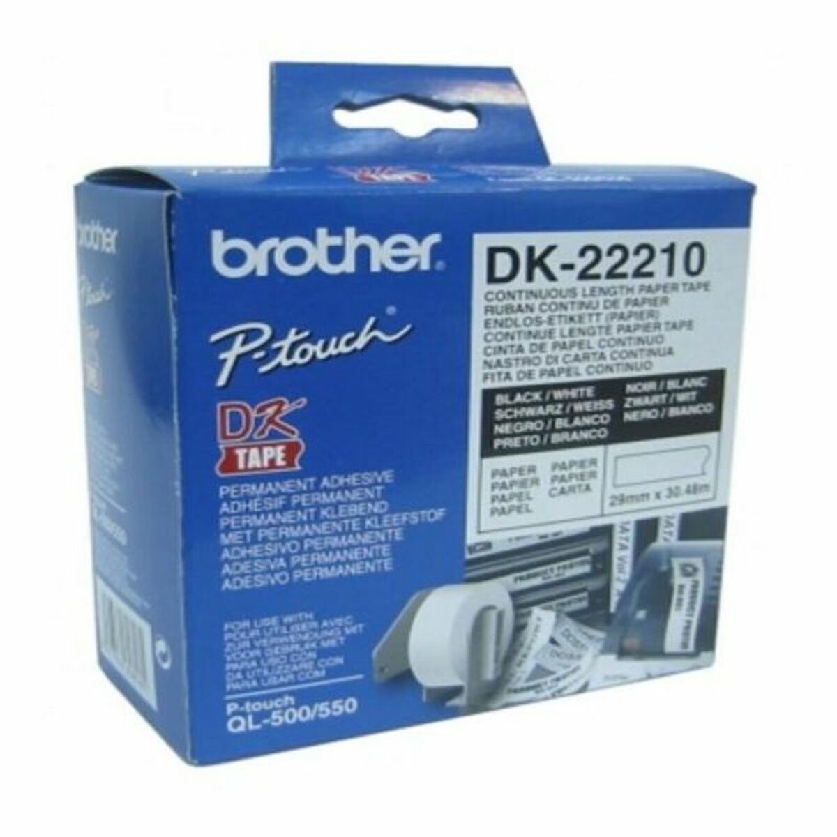 Kontinuerligt Papper till Skrivare Brother DK22210 29 x 30,48 mm Vit Svart 80 g/m² (1 antal) - 2