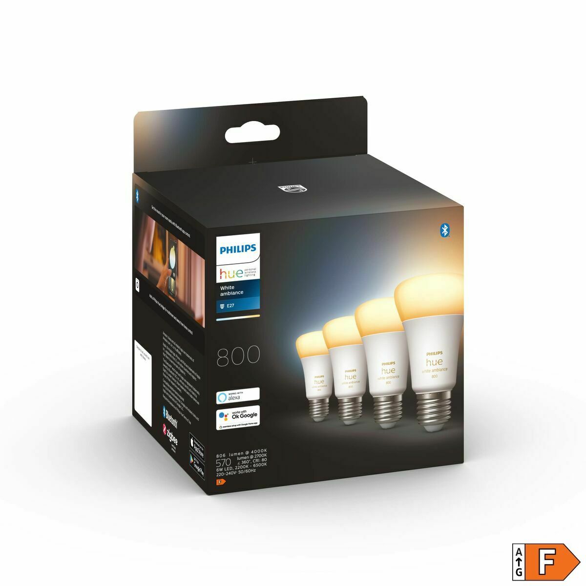 Smart-Lampa Philips A60 - E27 - 800 60 W 9 W E27 LED 2200K 6500 K 800 lm 806 lm - 4