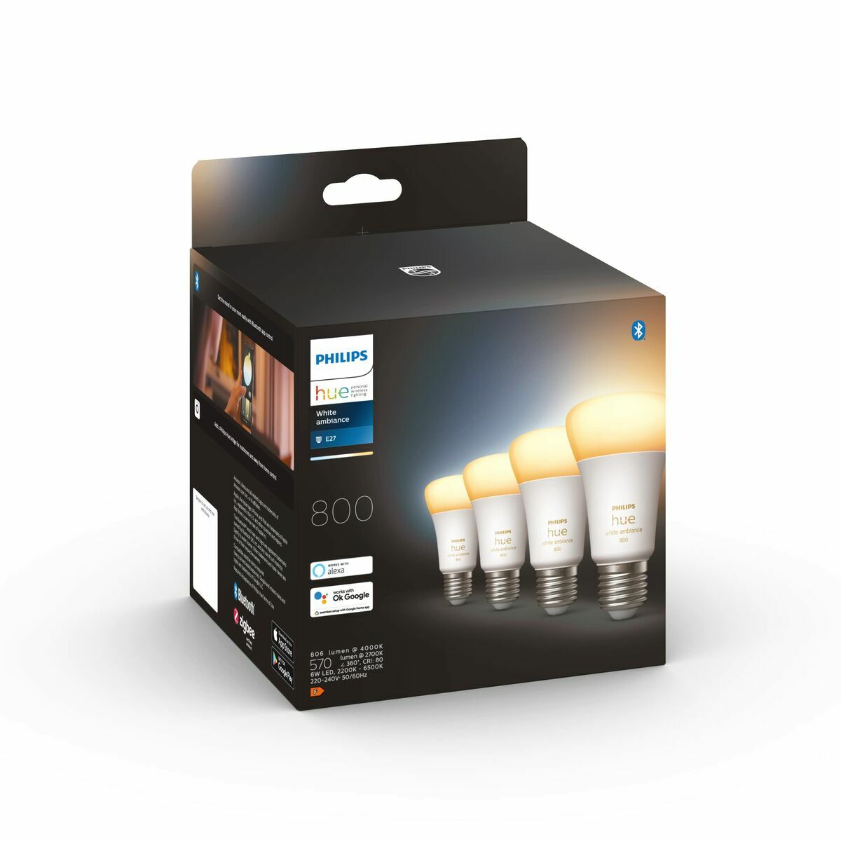 Smart-Lampa Philips A60 - E27 - 800 60 W 9 W E27 LED 2200K 6500 K 800 lm 806 lm