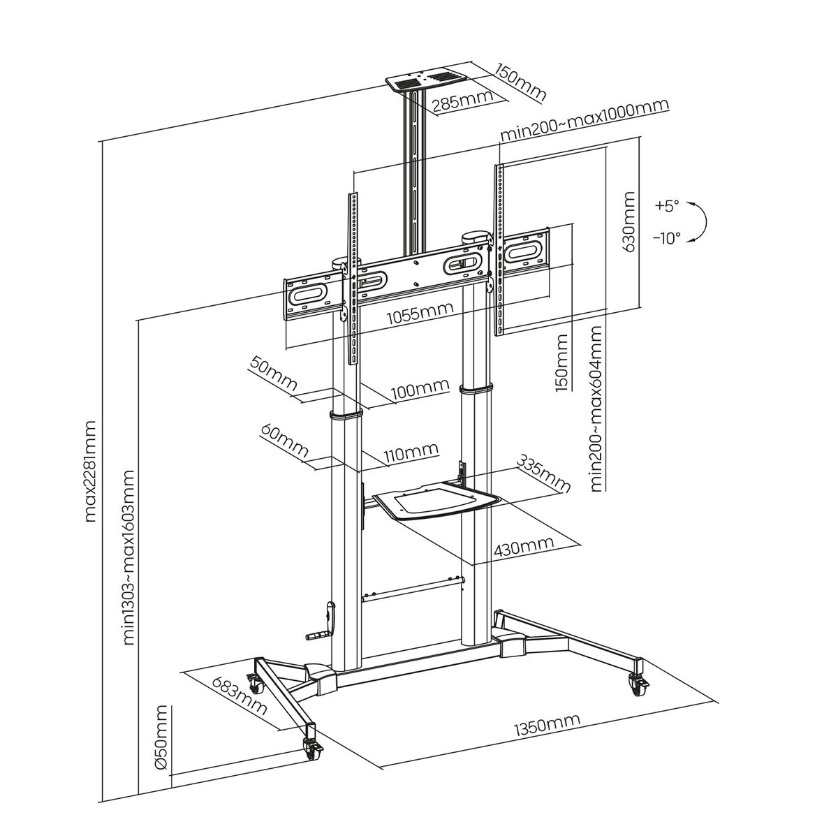 TV-fäste Aisens FT100TE-171 60" 100" 100 kg - 3