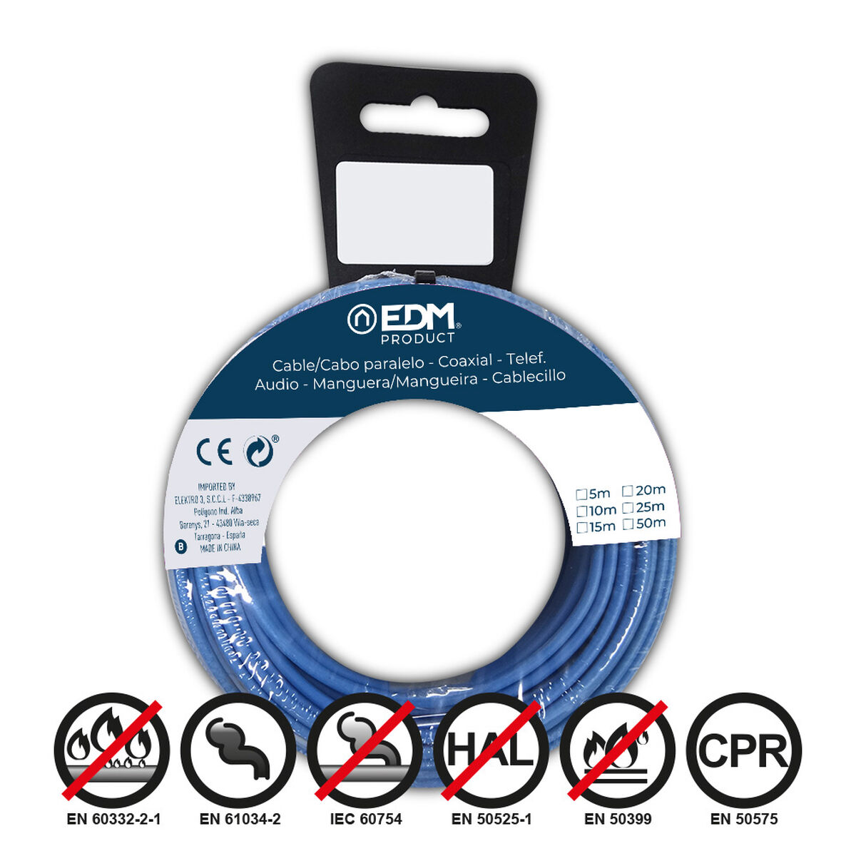 Kabel EDM 28465 Blå 2,5 mm 20 m - 4