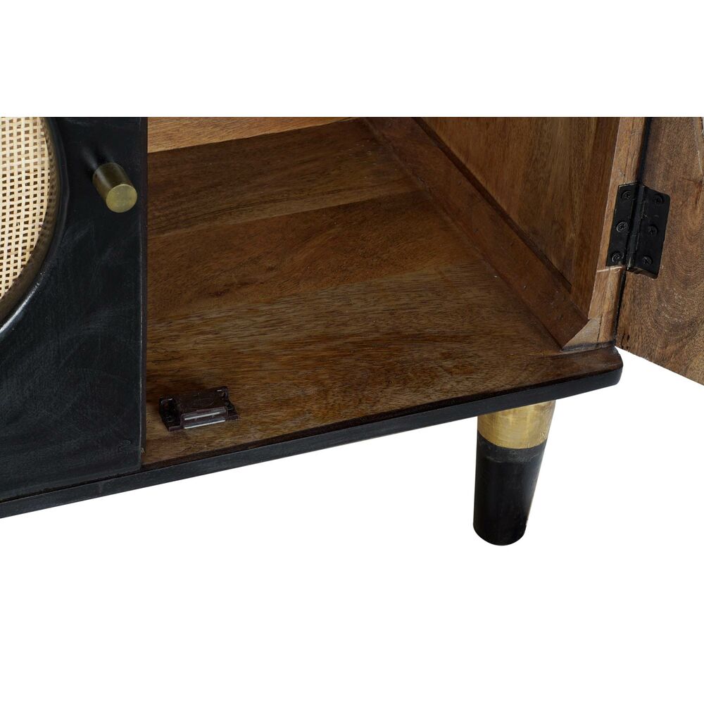 Skänk DKD Home Decor   Svart Naturell Rattan Mangoträ 150 x 40 x 65 cm - 4
