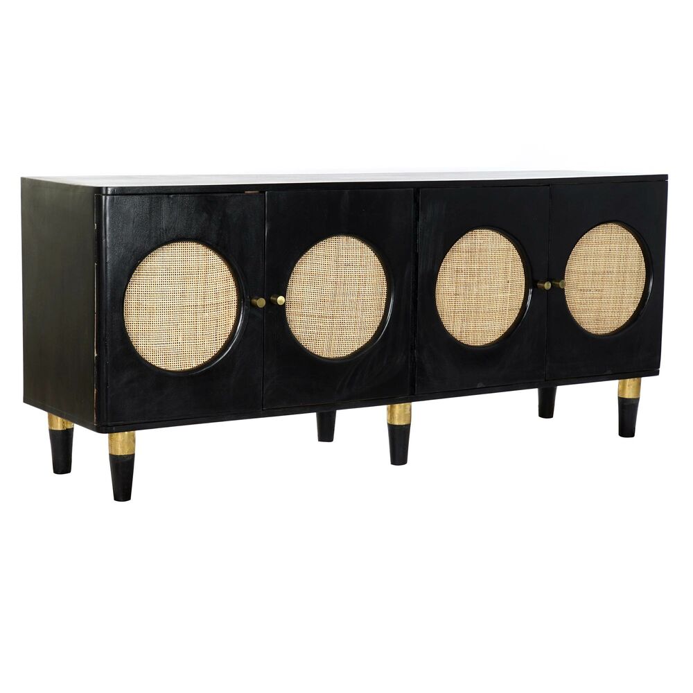 Skänk DKD Home Decor   Svart Naturell Rattan Mangoträ 150 x 40 x 65 cm