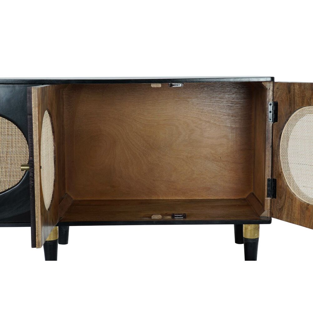 Skänk DKD Home Decor   Svart Naturell Rattan Mangoträ 150 x 40 x 65 cm - 6