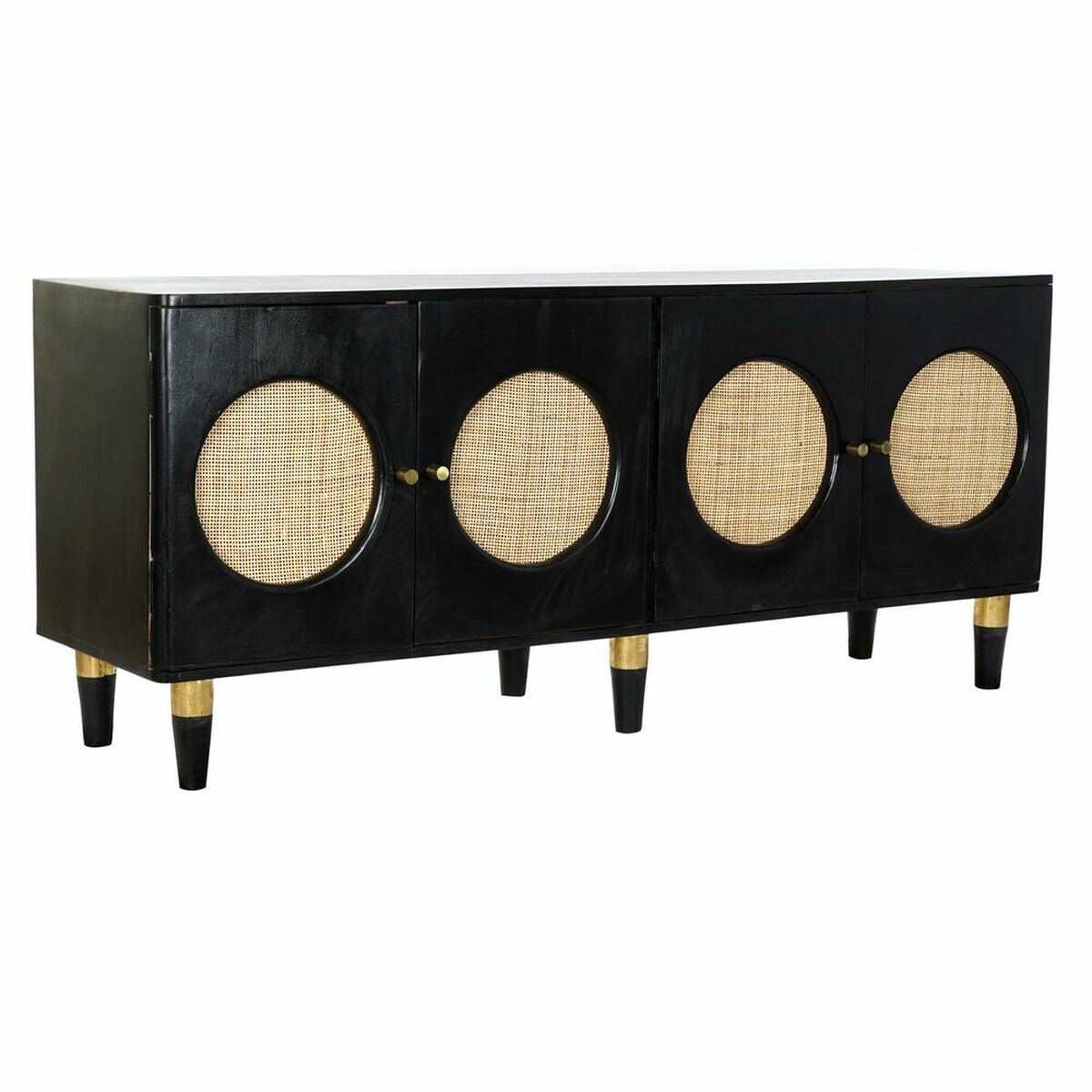 Skänk DKD Home Decor   Svart Naturell Rattan Mangoträ 150 x 40 x 65 cm - 9