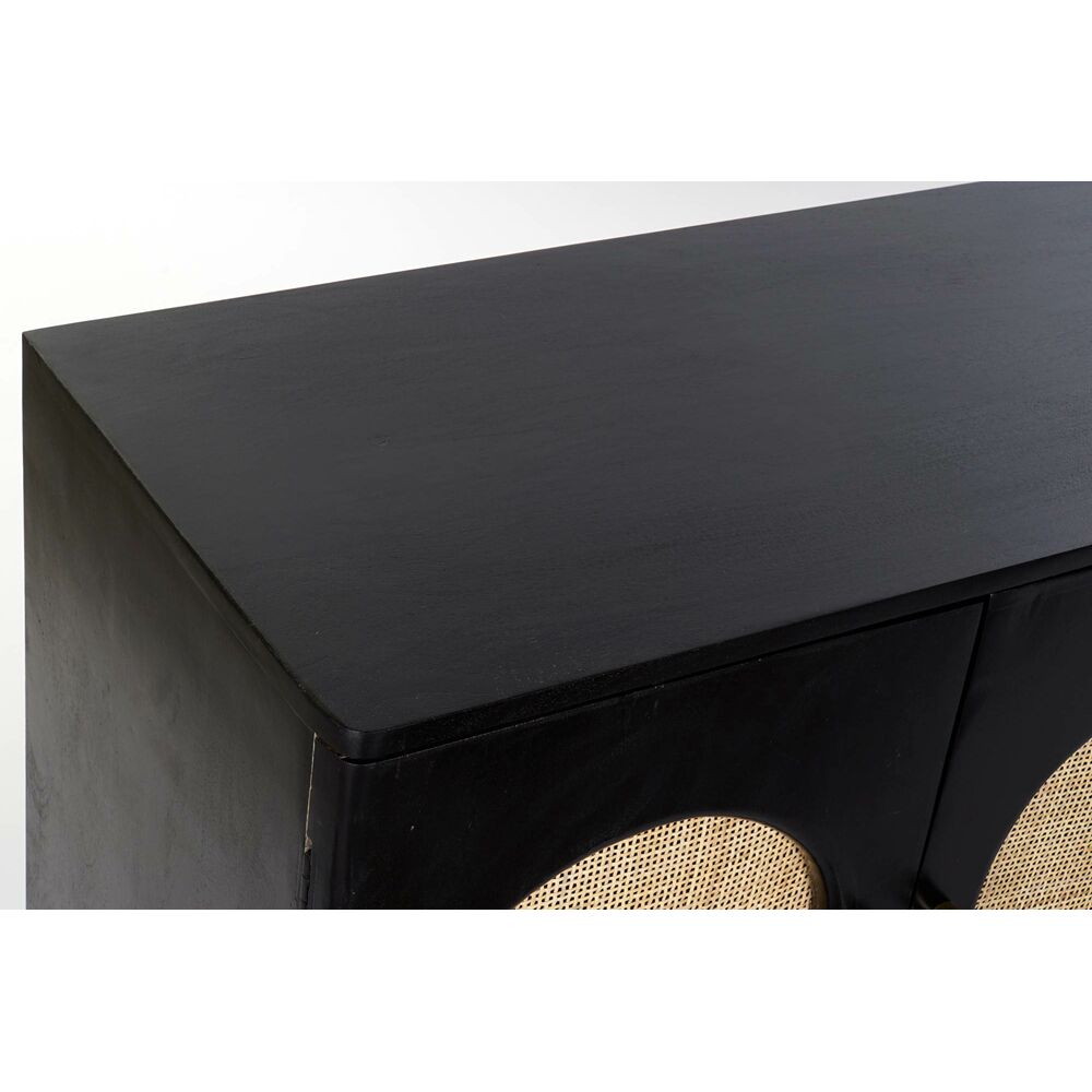 Skänk DKD Home Decor   Svart Naturell Rattan Mangoträ 150 x 40 x 65 cm - 2