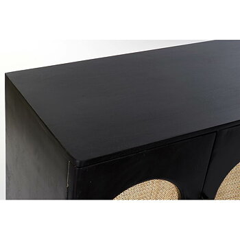 Skänk DKD Home Decor   Svart Naturell Rattan Mangoträ 150 x 40 x 65 cm