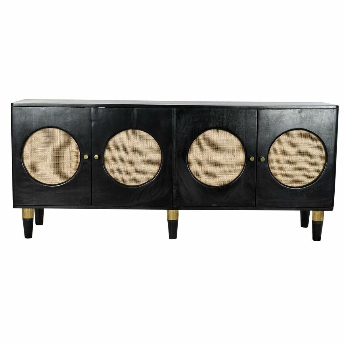 Skänk DKD Home Decor   Svart Naturell Rattan Mangoträ 150 x 40 x 65 cm - 11