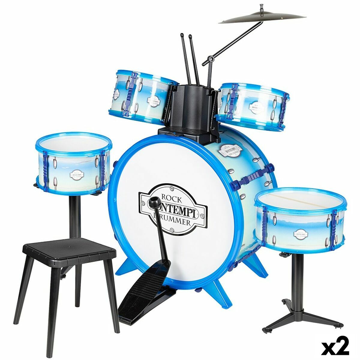 Trumset Bontempi Blå Plast 85 x 68 x 65 cm (9 Delar) (2 antal) - 8