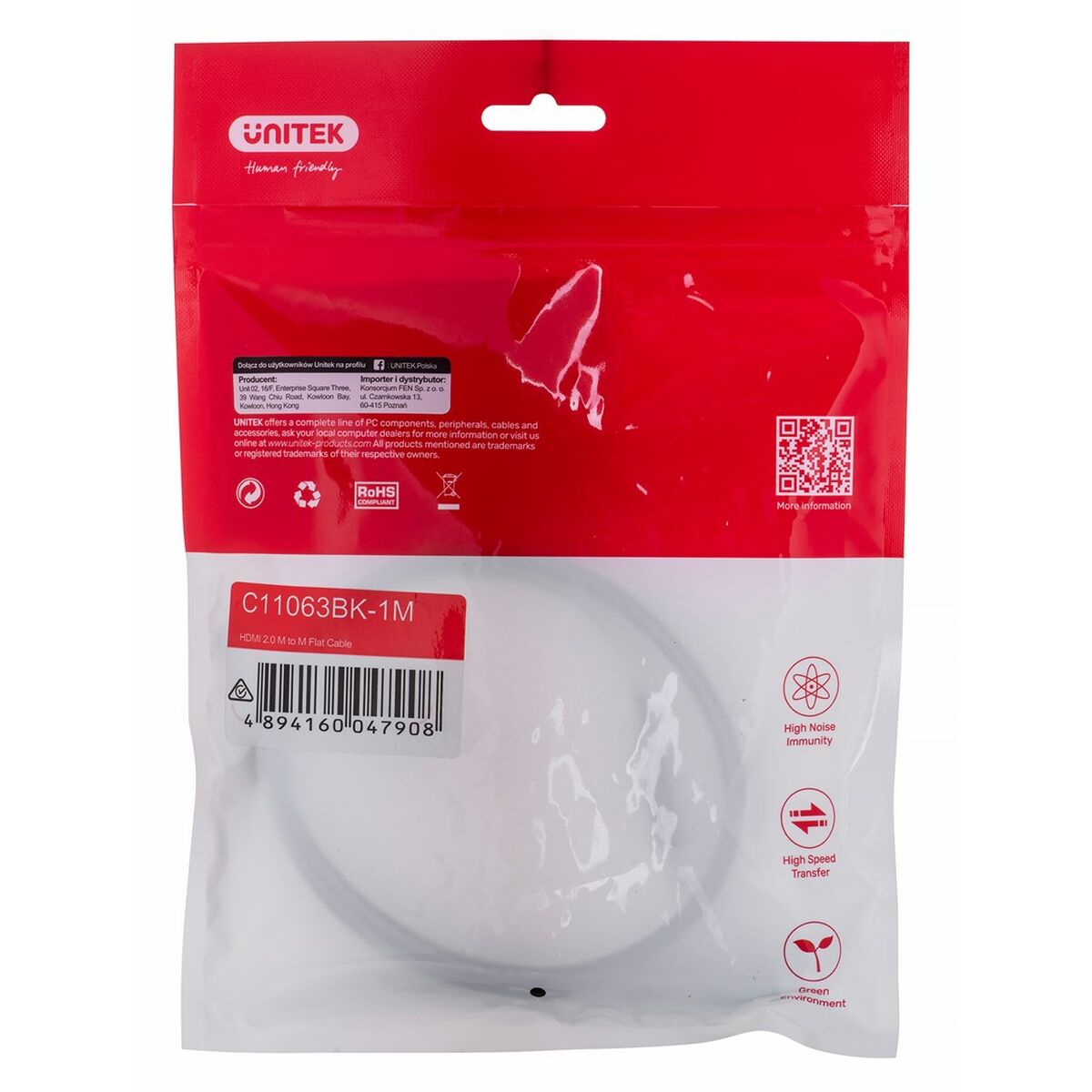 Kabel HDMI Unitek C11063BK-1M Svart 1 m - 2