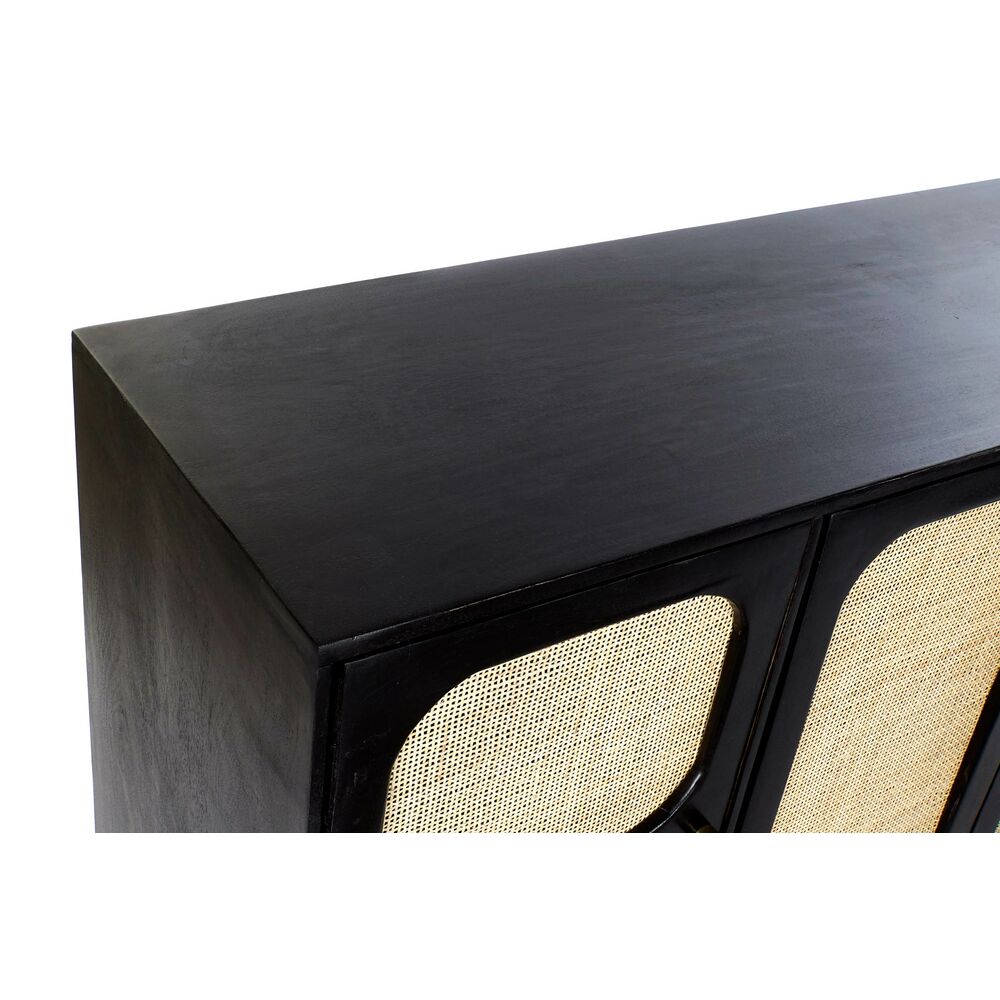 Skänk DKD Home Decor Svart Gyllene Naturell Rattan Mangoträ 150 x 40 x 78 cm - 2