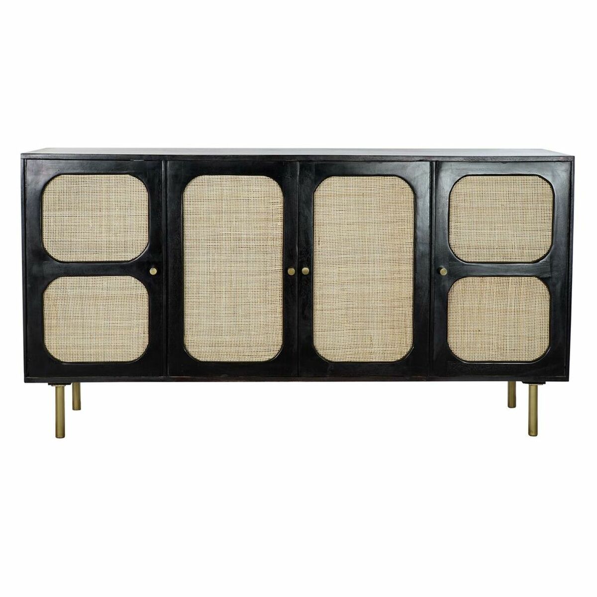 Skänk DKD Home Decor Svart Gyllene Naturell Rattan Mangoträ 150 x 40 x 78 cm - 11